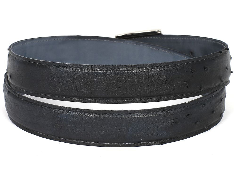Paul Parkman Men's Black Genuine Ostrich Belt (IDB04 BLK)