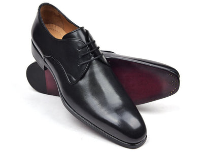 Paul Parkman Men's Black Leather Derby Shoes (ID34DR - BLK)