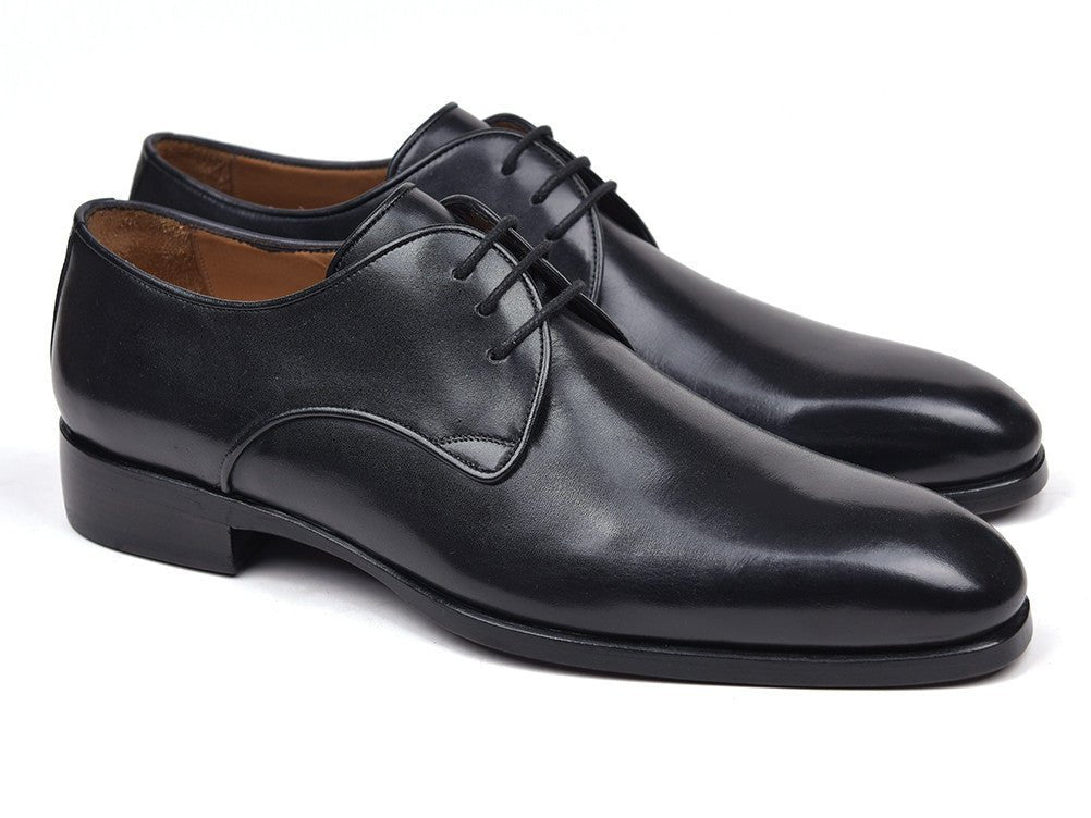 Paul Parkman Men's Black Leather Derby Shoes (ID34DR - BLK)