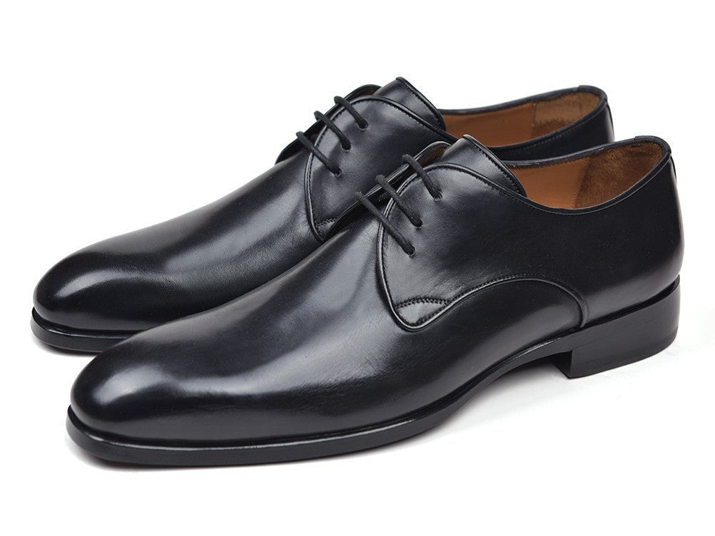 Paul Parkman Men's Black Leather Derby Shoes (ID34DR - BLK)