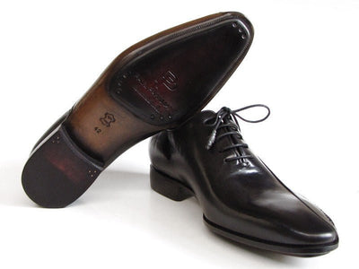 Paul Parkman Men's Black Leather Oxfords - Side Handsewn Leather Upper and Leather Sole (ID018 - BLK)