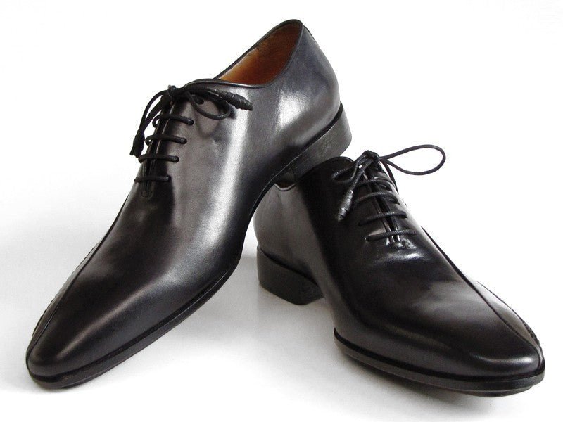 Paul Parkman Men's Black Leather Oxfords - Side Handsewn Leather Upper and Leather Sole (ID018 - BLK)