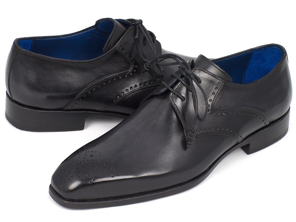 Paul Parkman Men's Black Medallion Toe Derby Shoes (ID6584 - BLK)