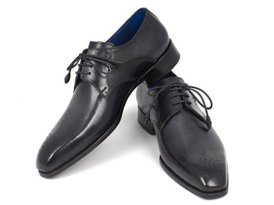 Paul Parkman Men's Black Medallion Toe Derby Shoes (ID6584 - BLK)
