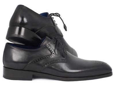 Paul Parkman Men's Black Medallion Toe Derby Shoes (ID6584 - BLK)