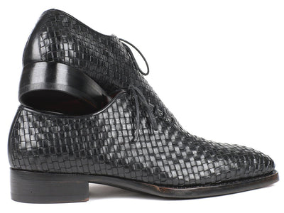 Paul Parkman Men's Black Woven Leather Oxfords (ID044WN86)