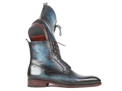 Paul Parkman Men's Blue and Brown Leather Boots (IDBT548AW)