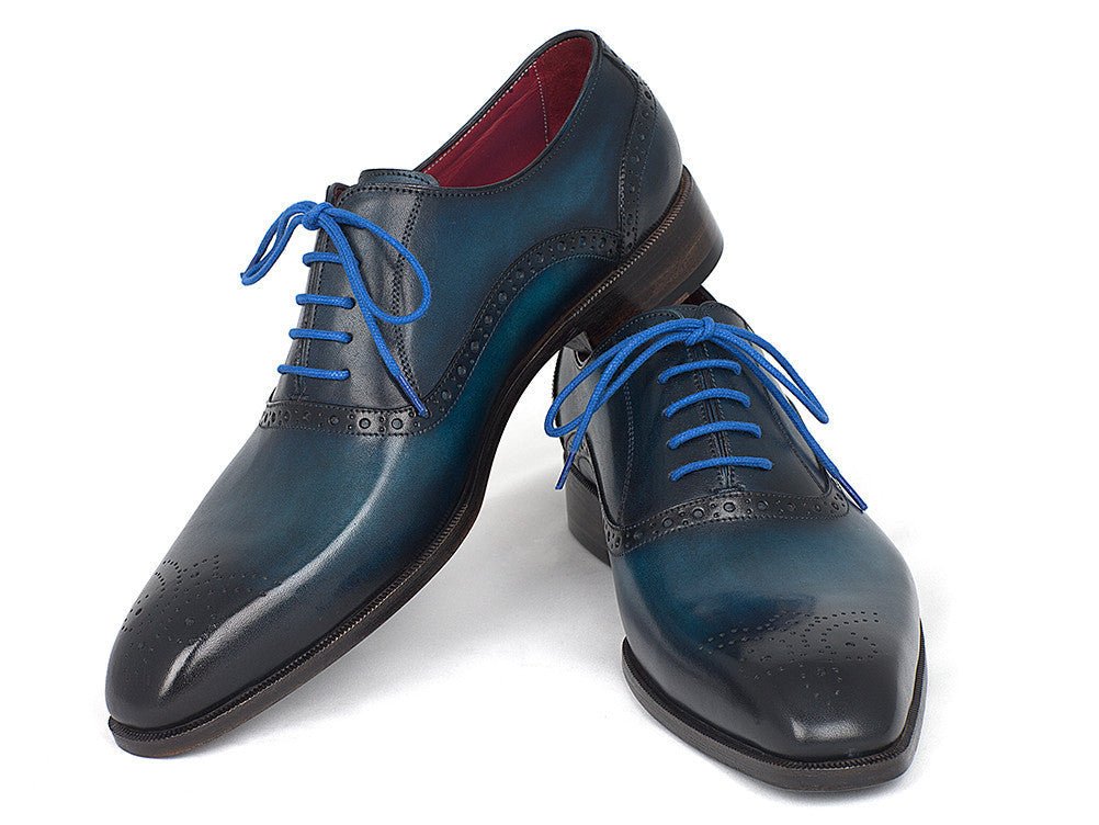 Paul Parkman Men's Blue and Navy Medallion Toe Oxfords (IDFS88VA)