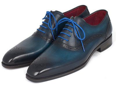 Paul Parkman Men's Blue and Navy Medallion Toe Oxfords (IDFS88VA)