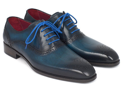 Paul Parkman Men's Blue and Navy Medallion Toe Oxfords (IDFS88VA)