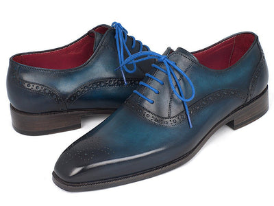 Paul Parkman Men's Blue and Navy Medallion Toe Oxfords (IDFS88VA)
