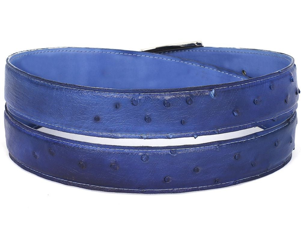 Paul Parkman Men's Blue Genuine Ostrich Belt (IDB04 BLU)