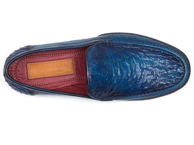 Paul Parkman Men's Blue Genuine Ostrich Opanka Stitched Moccasins (IDYL94OPK)