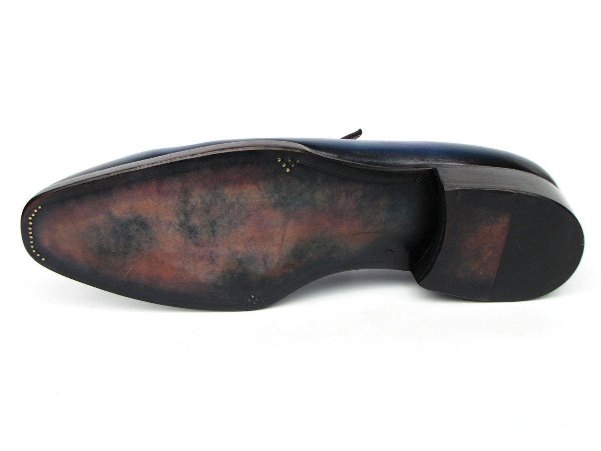 Paul Parkman Men's Blue Patina Handmade Loafers (ID6944 BLU)