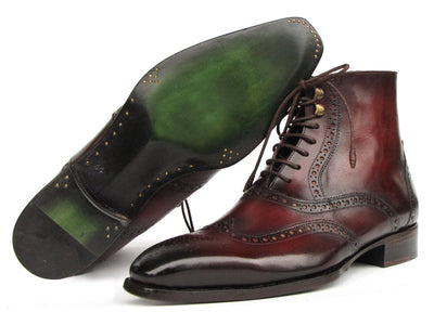 Paul Parkman Men's Bordeaux Burnished Leather Goodyear Welted Wingtip Boots (IDBT4861 BRD)