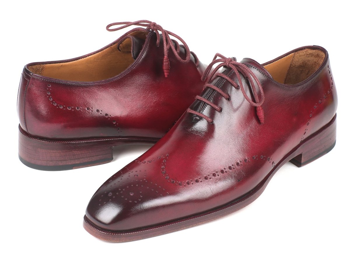 Paul Parkman Men's Bordeaux Burnished Wingtip Oxfords (ID84RT83)