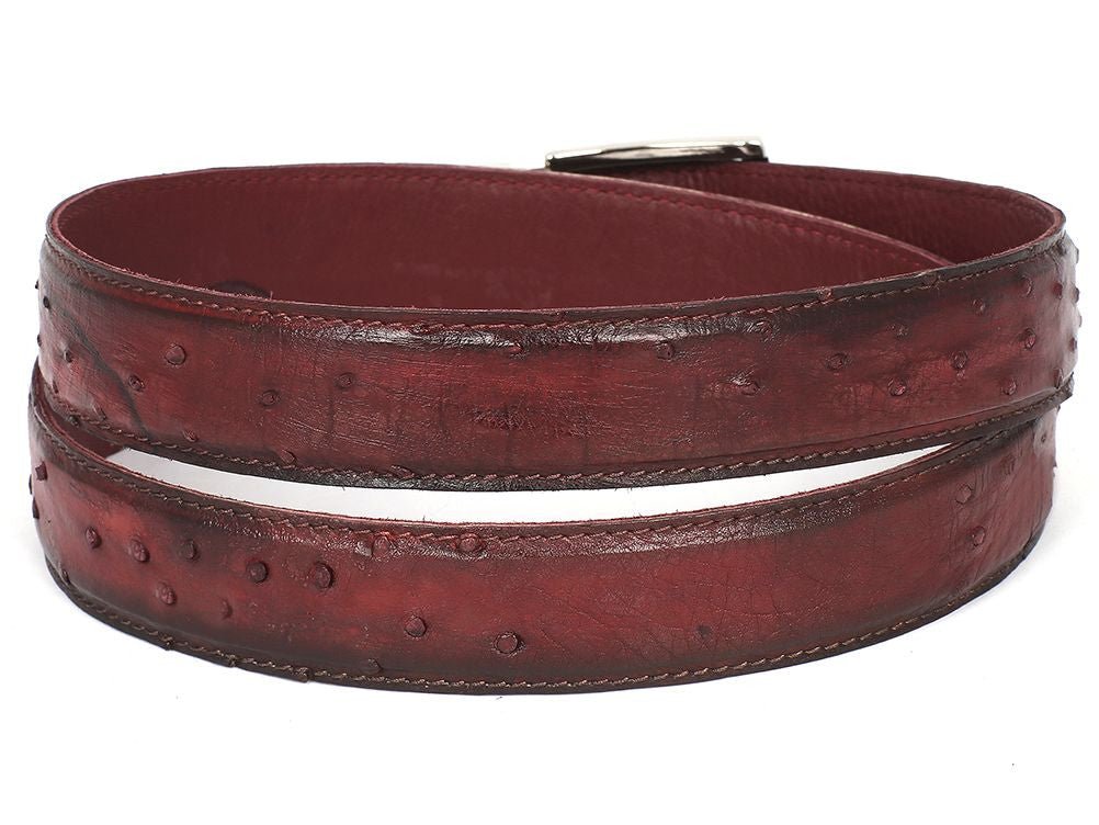 Paul Parkman Men's Bordeaux Genuine Ostrich Belt (IDB04 BRD)