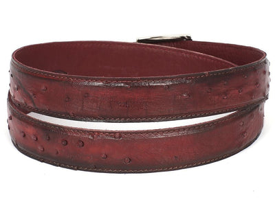 Paul Parkman Men's Bordeaux Genuine Ostrich Belt (IDB04 BRD)