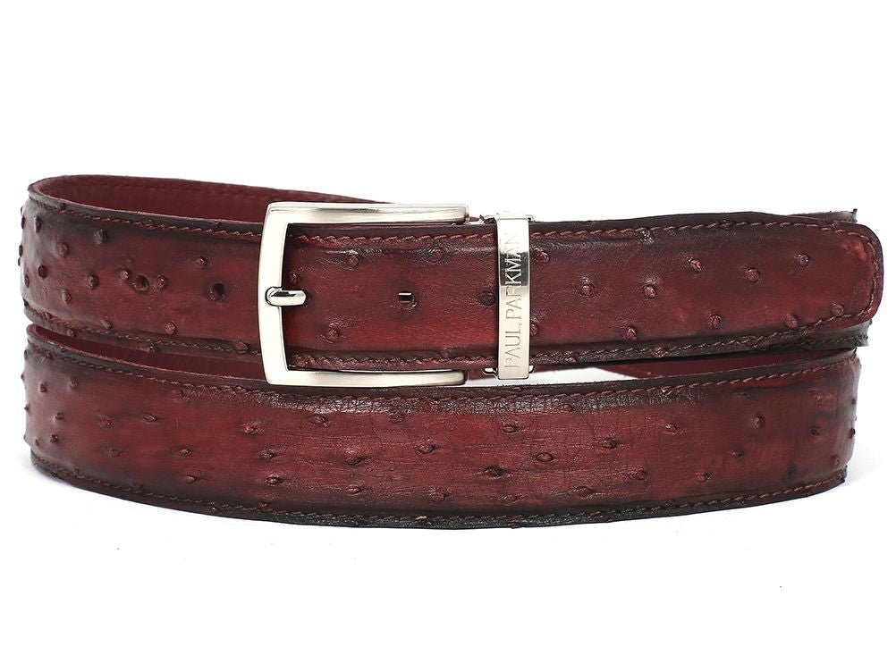 Paul Parkman Men's Bordeaux Genuine Ostrich Belt (IDB04 BRD)