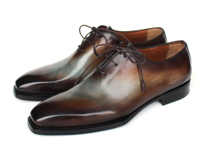 Paul Parkman Men's Brown and Blue Patina Goodyear Welted Wholecut Oxfords 22U87