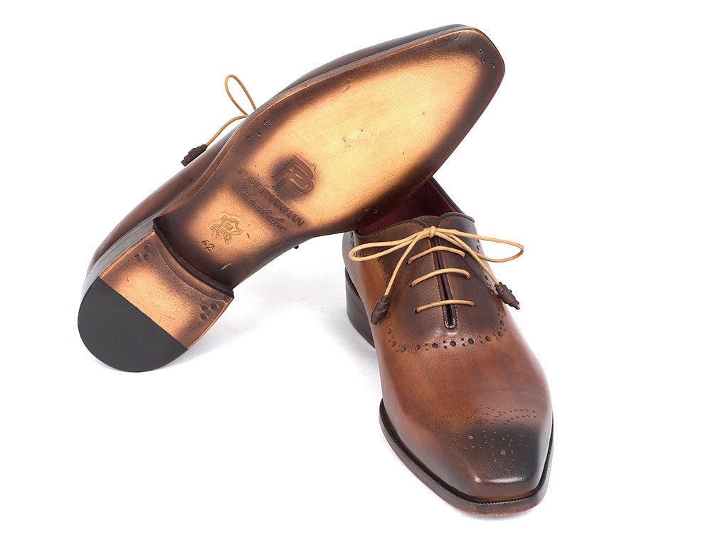 Paul Parkman Men's Brown and Camel Medallion Toe Oxfords (IDGF61AZ)