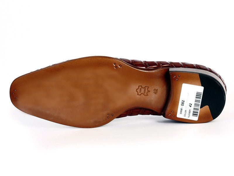 Paul Parkman Men's Brown Crocodile Embossed Calfskin Tassel Loafer (ID0823 - BRW)