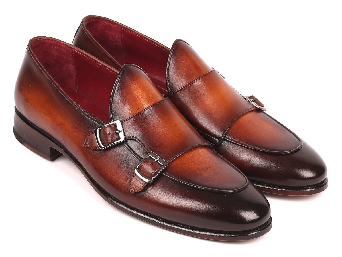 Paul Parkman Men's Brown Double Monkstrap Shoes (IDHT61BRW)