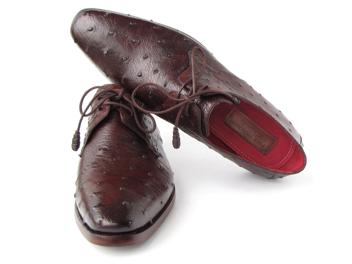 Paul Parkman Men's Brown Genuine Ostrich Derby Shoes (ID33B76 BRW)