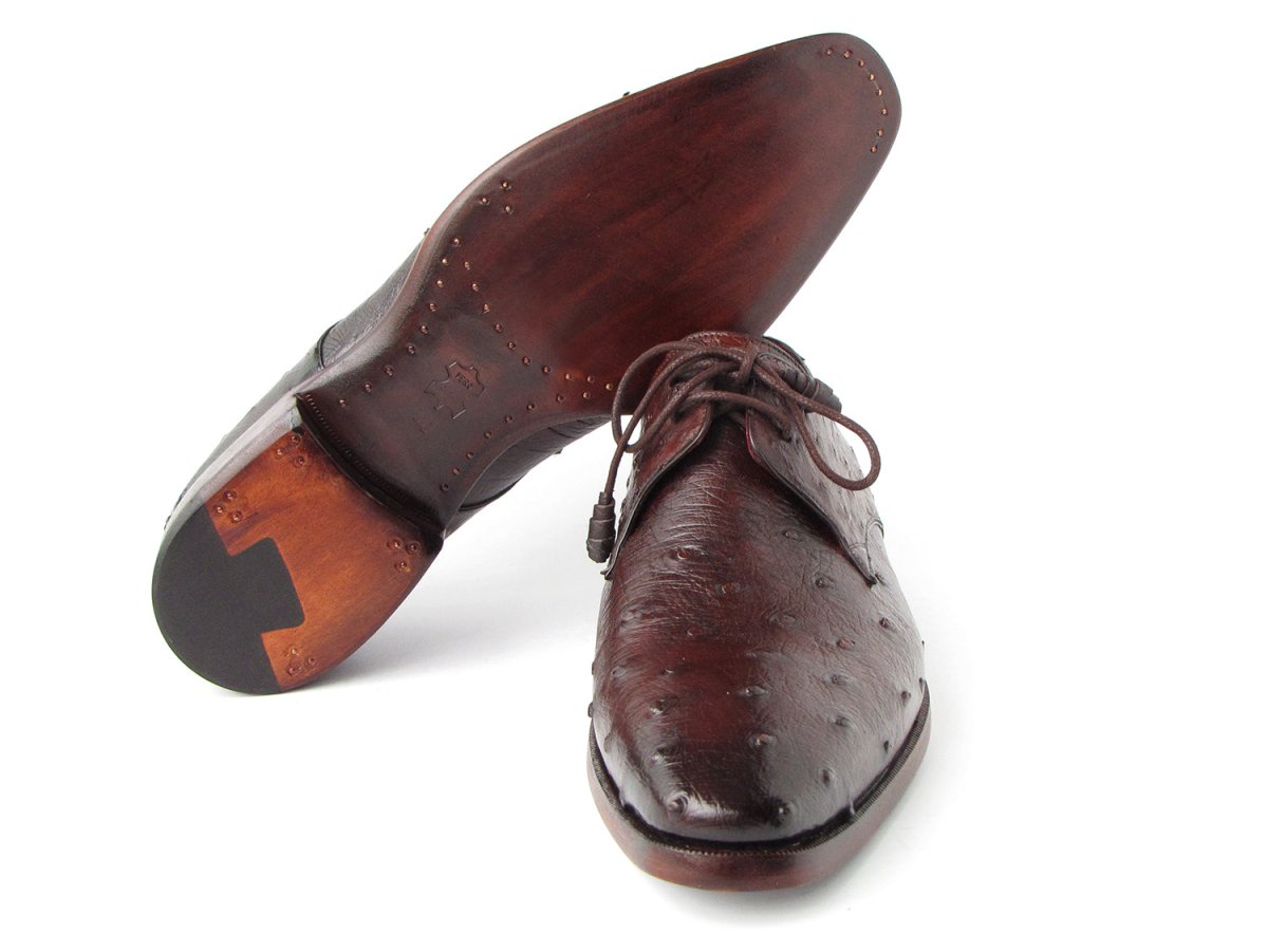 Paul Parkman Men's Brown Genuine Ostrich Derby Shoes (ID33B76 BRW)