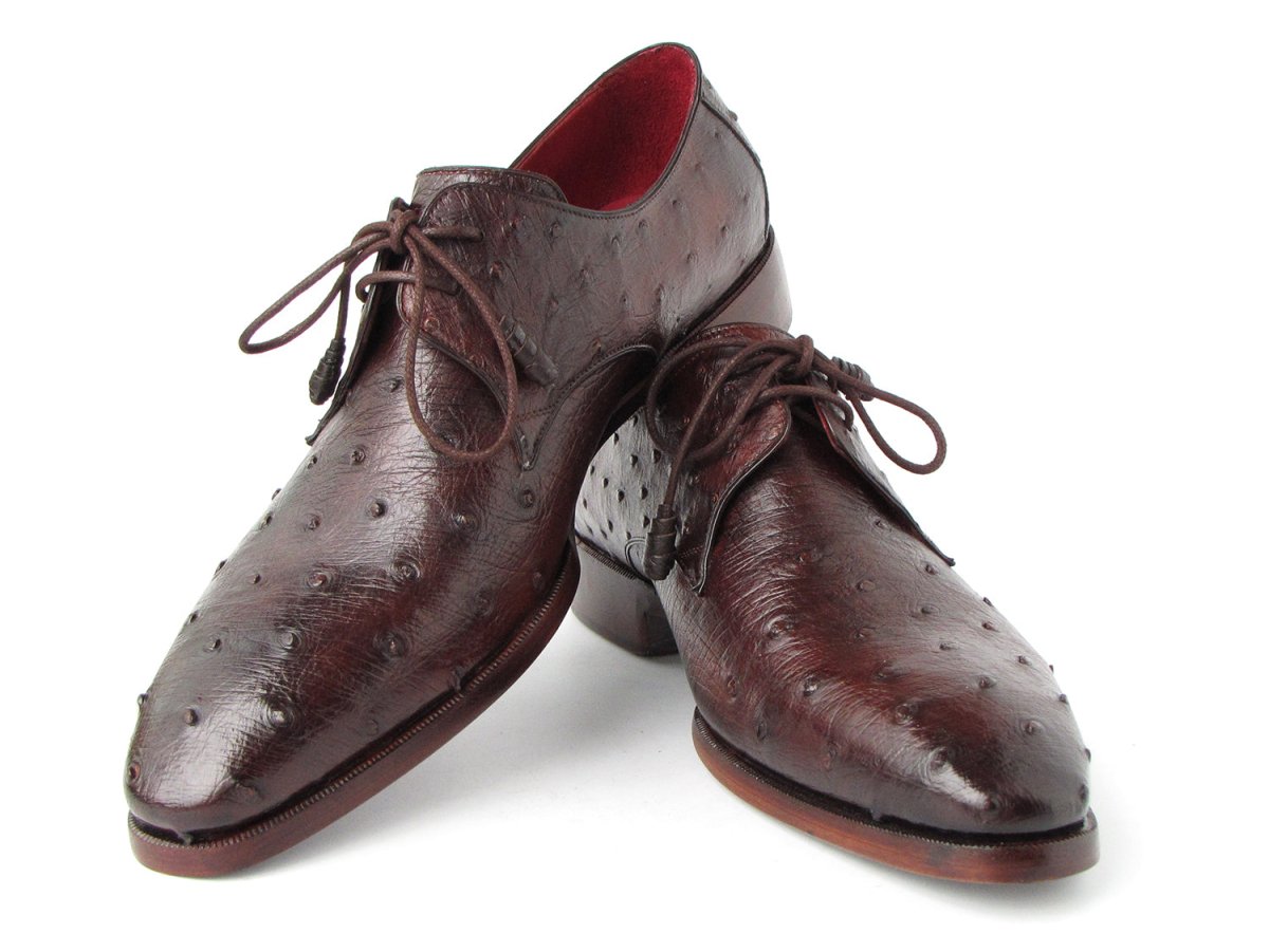 Paul Parkman Men's Brown Genuine Ostrich Derby Shoes (ID33B76 BRW)