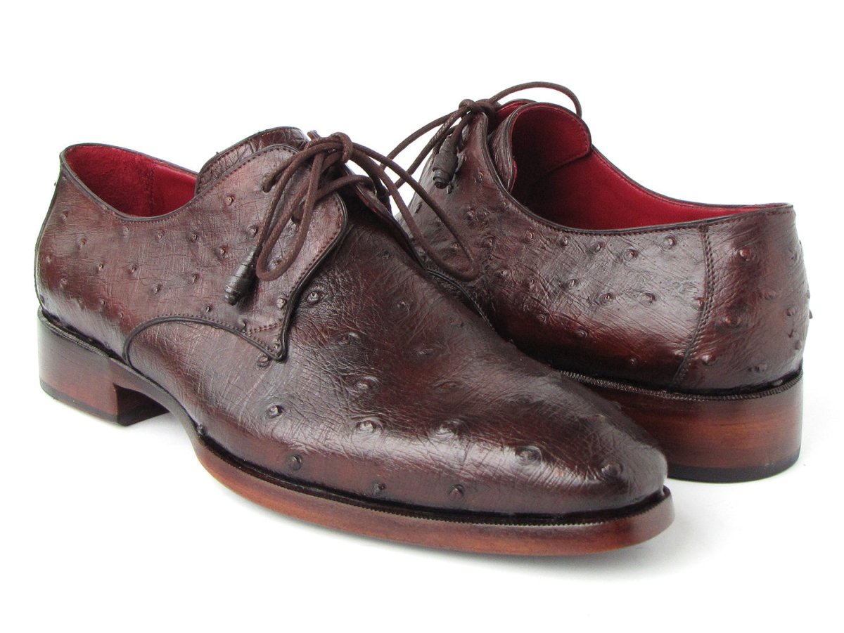 Paul Parkman Men's Brown Genuine Ostrich Derby Shoes (ID33B76 BRW)