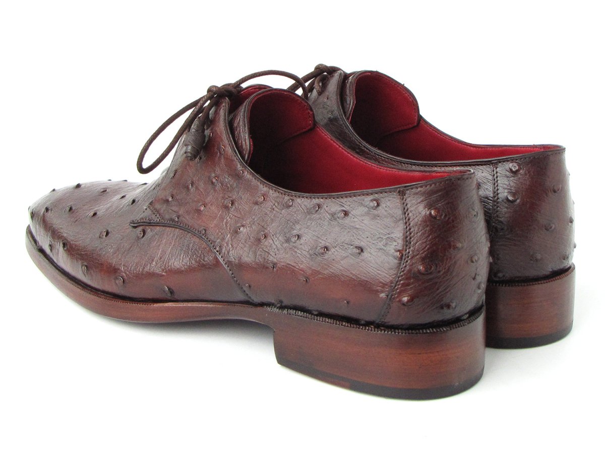Paul Parkman Men's Brown Genuine Ostrich Derby Shoes (ID33B76 BRW)