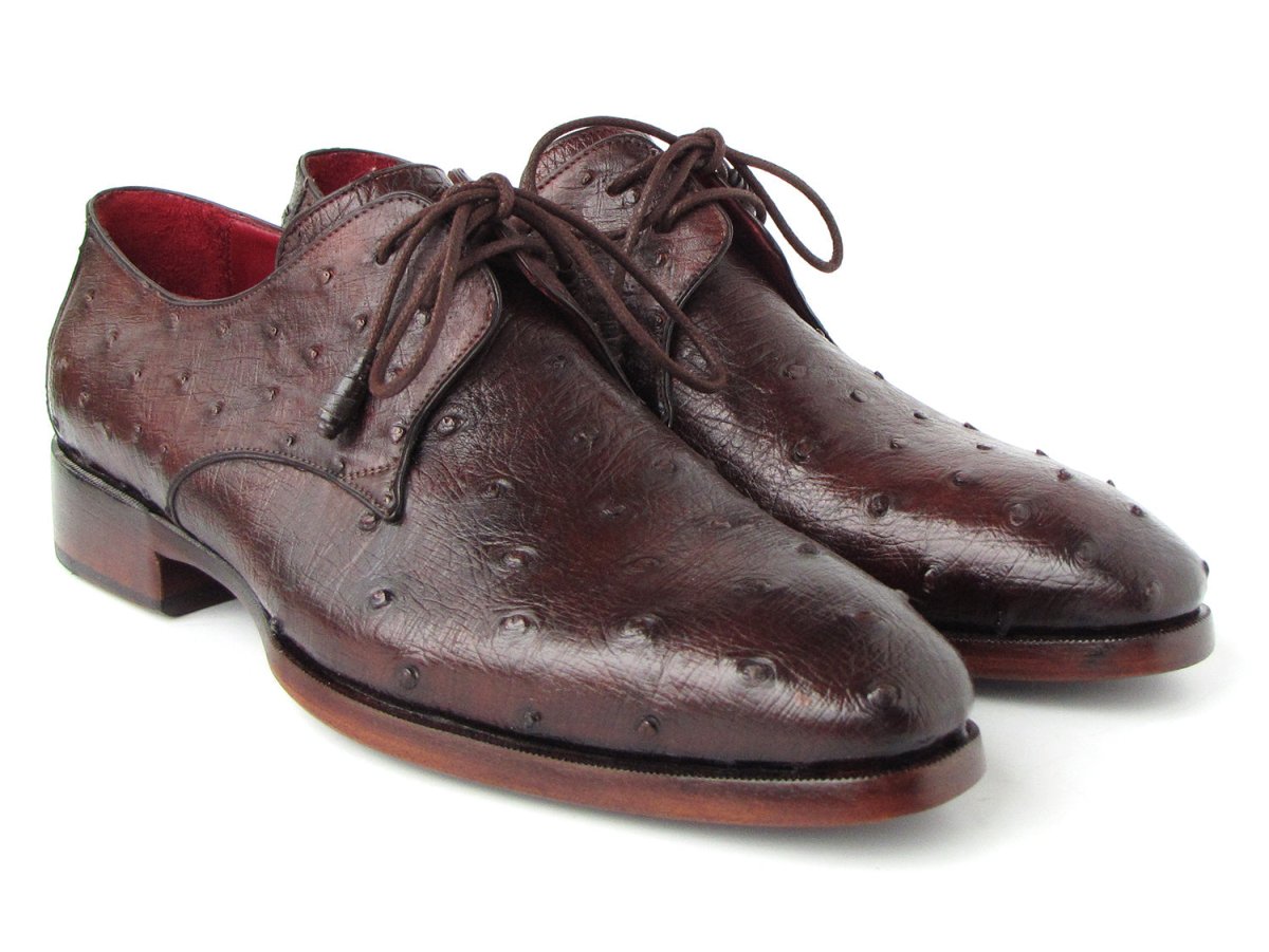 Paul Parkman Men's Brown Genuine Ostrich Derby Shoes (ID33B76 BRW)