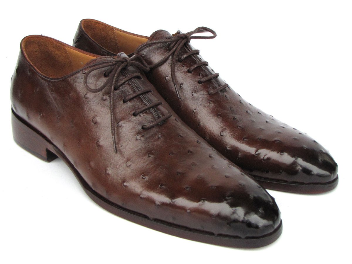 Paul Parkman Men's Brown Genuine Ostrich Oxford Shoes (ID9475 85)