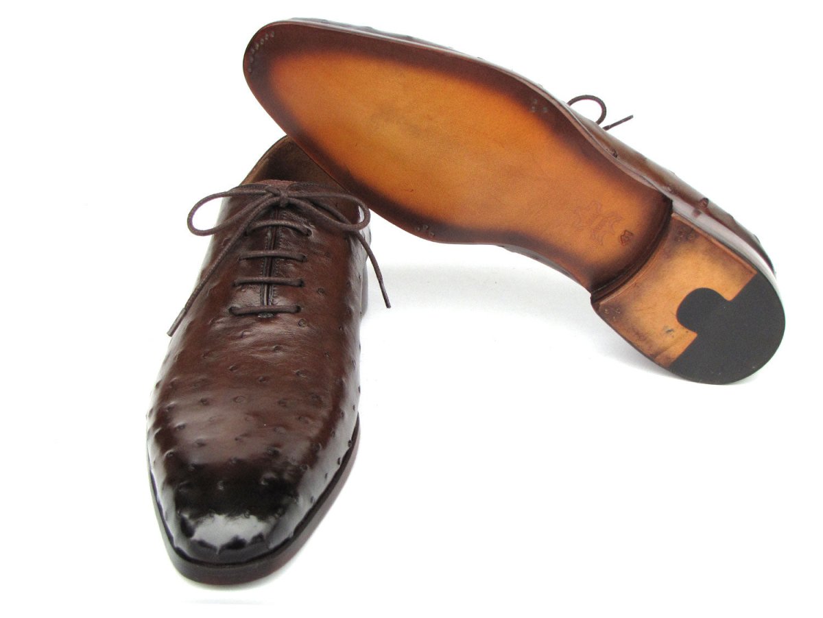 Paul Parkman Men's Brown Genuine Ostrich Oxford Shoes (ID9475 85)