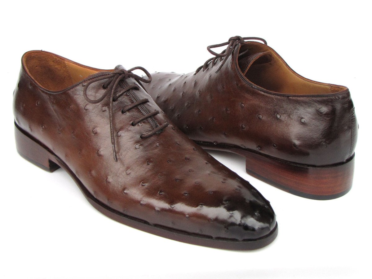Paul Parkman Men's Brown Genuine Ostrich Oxford Shoes