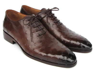 Paul Parkman Men's Brown Genuine Ostrich Oxford Shoes