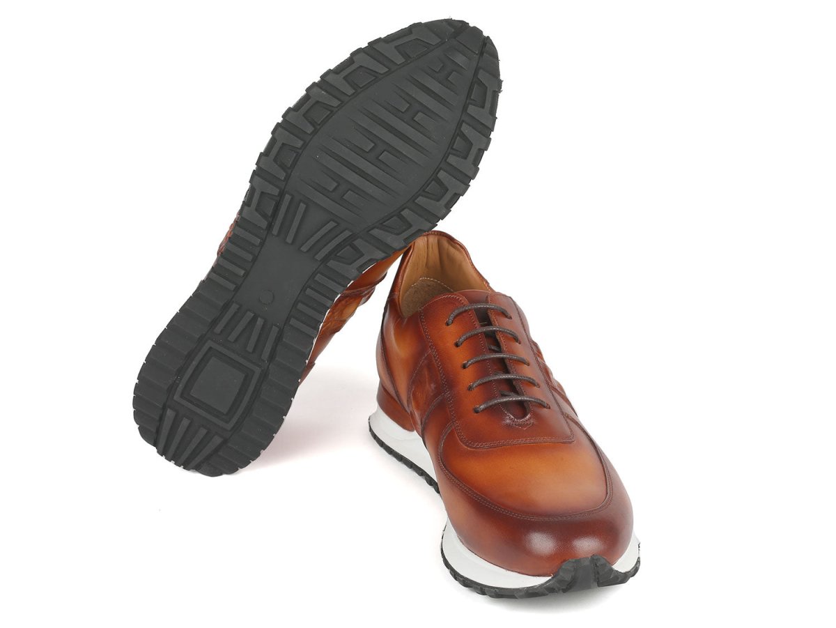 Paul Parkman Men's Brown Hand Painted Sneakers (IDLP208BRW)