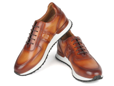 Paul Parkman Men's Brown Hand Painted Sneakers