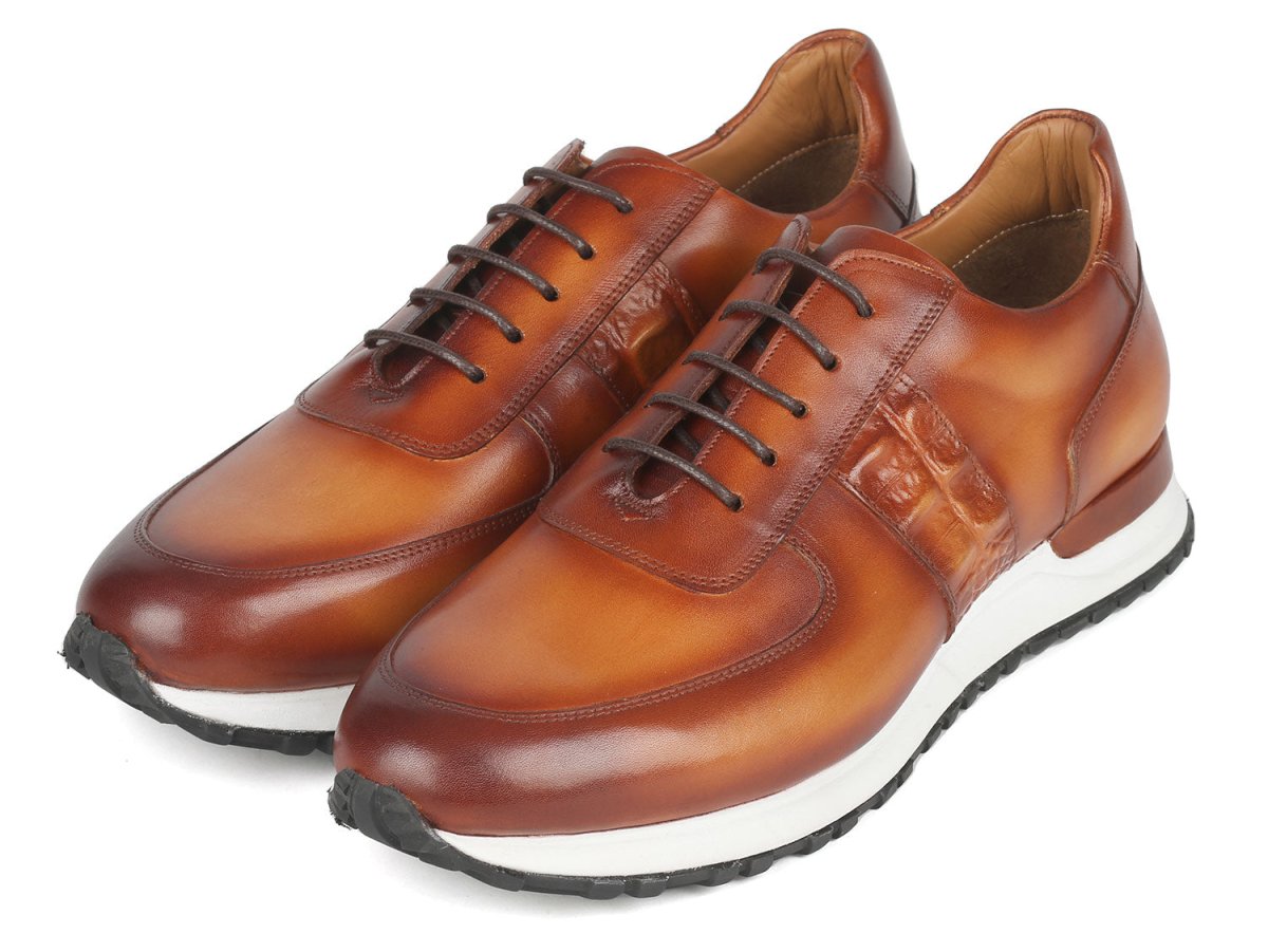 Paul Parkman Men's Brown Hand Painted Sneakers