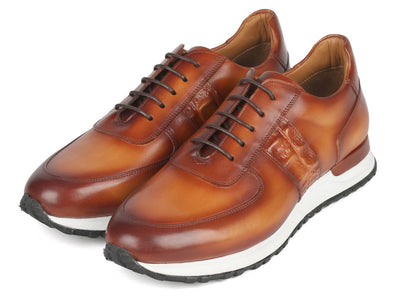 Paul Parkman Men's Brown Hand Painted Sneakers