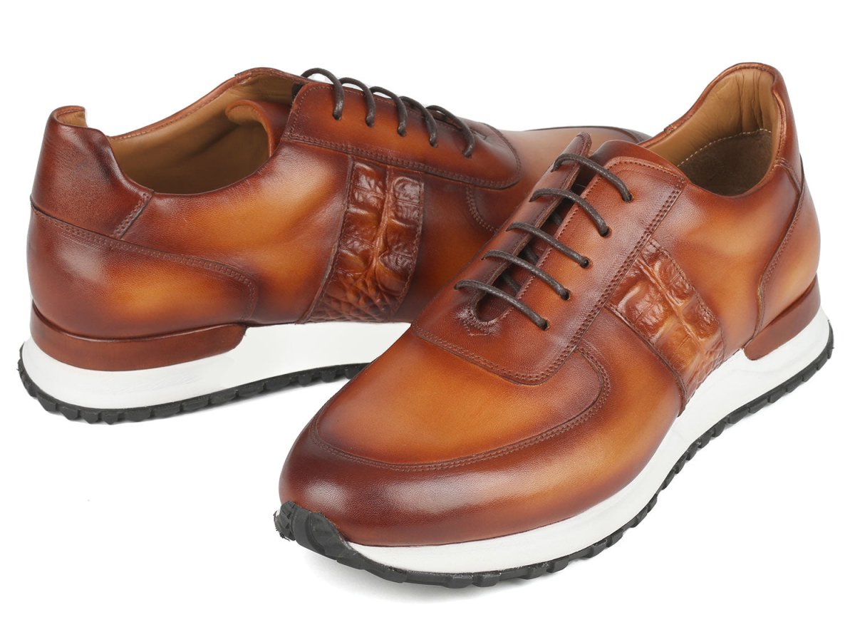 Paul Parkman Men's Brown Hand Painted Sneakers