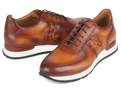 Paul Parkman Men's Brown Hand Painted Sneakers