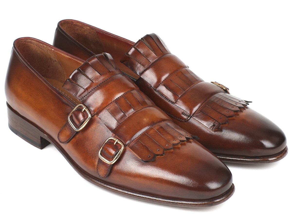 Paul Parkman Men's Brown Kiltie Double Monkstraps (IDST37VF)