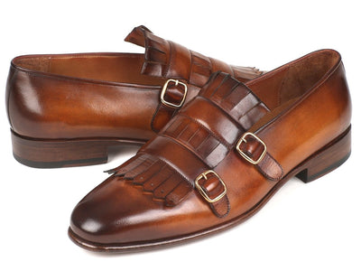 Paul Parkman Men's Brown Kiltie Double Monkstraps (IDST37VF)
