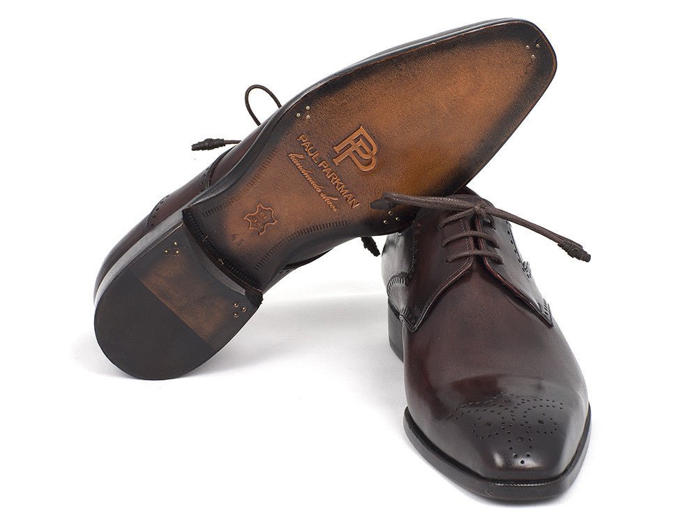 Paul Parkman Men's Brown Medallion Toe Derby Shoes (ID6584 - BRW)