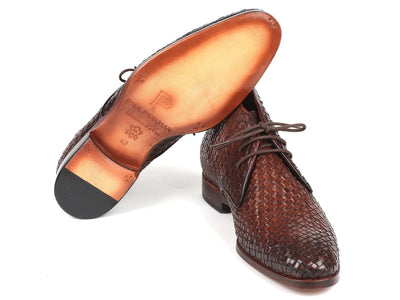 Paul Parkman Men's Brown Woven Leather Chukka Boots (IDCK82WVN)