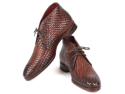 Paul Parkman Men's Brown Woven Leather Chukka Boots (IDCK82WVN)