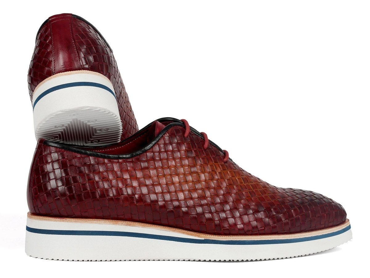 Paul Parkman Men's Brown Woven Leather Smart Casual Shoes (ID182 RDH BRW)
