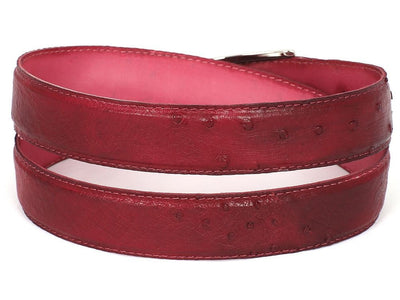 Paul Parkman Men's Burgundy Genuine Ostrich Belt (IDB04 BUR)